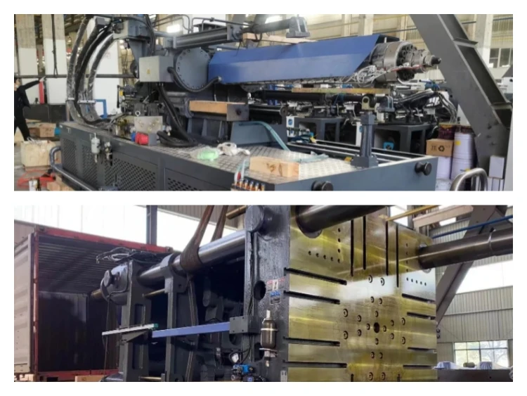 Loading large injection molding machine